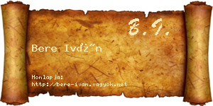 Bere Iván névjegykártya