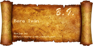 Bere Iván névjegykártya